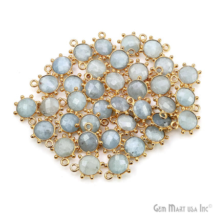 Round 13x11mm Design Bezel Gold Plated Single Bail Gemstone Connector