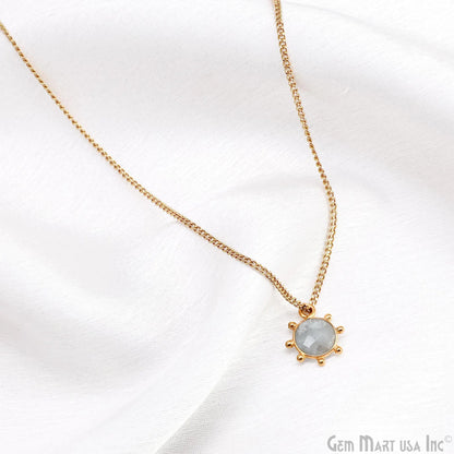 Round 13x11mm Design Bezel Gold Plated Single Bail Gemstone Connector