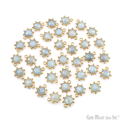 Round 13x11mm Design Bezel Gold Plated Single Bail Gemstone Connector