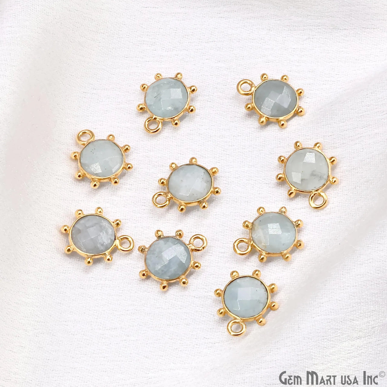 Round 13x11mm Design Bezel Gold Plated Single Bail Gemstone Connector