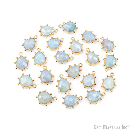 Pears 18x13mm Design Bezel Gold Plated Single Bail Gemstone Connector