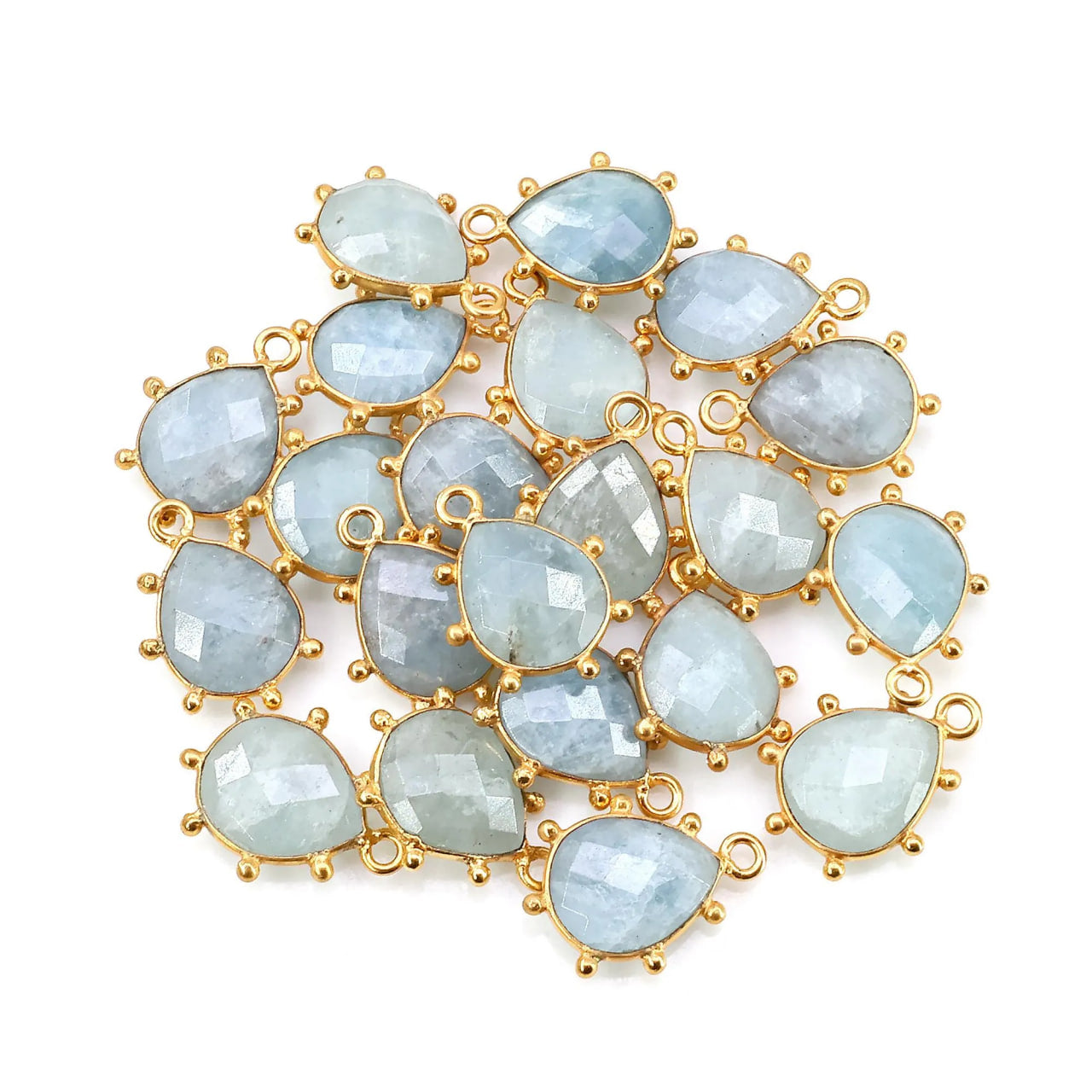 Pears 18x13mm Design Bezel Gold Plated Single Bail Gemstone Connector