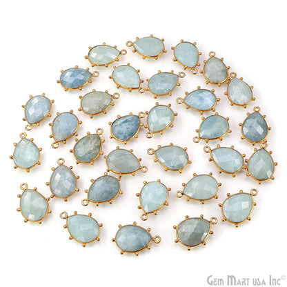 Pears 21x15mm Design Bezel Gold Plated Single Bail Gemstone Connector