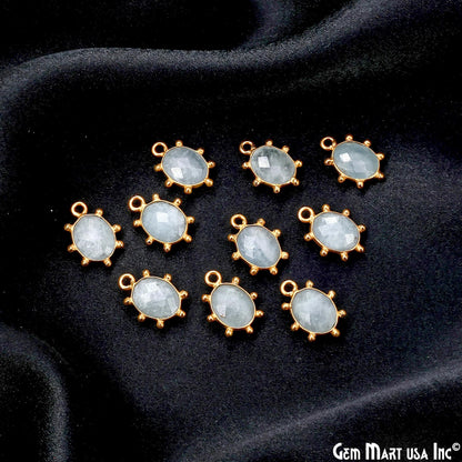 Oval 15x11mm Design Bezel Gold Plated Single Bail Gemstone Connector