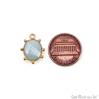 Oval 17x13mm Design Bezel Gold Plated Single Bail Gemstone Connector