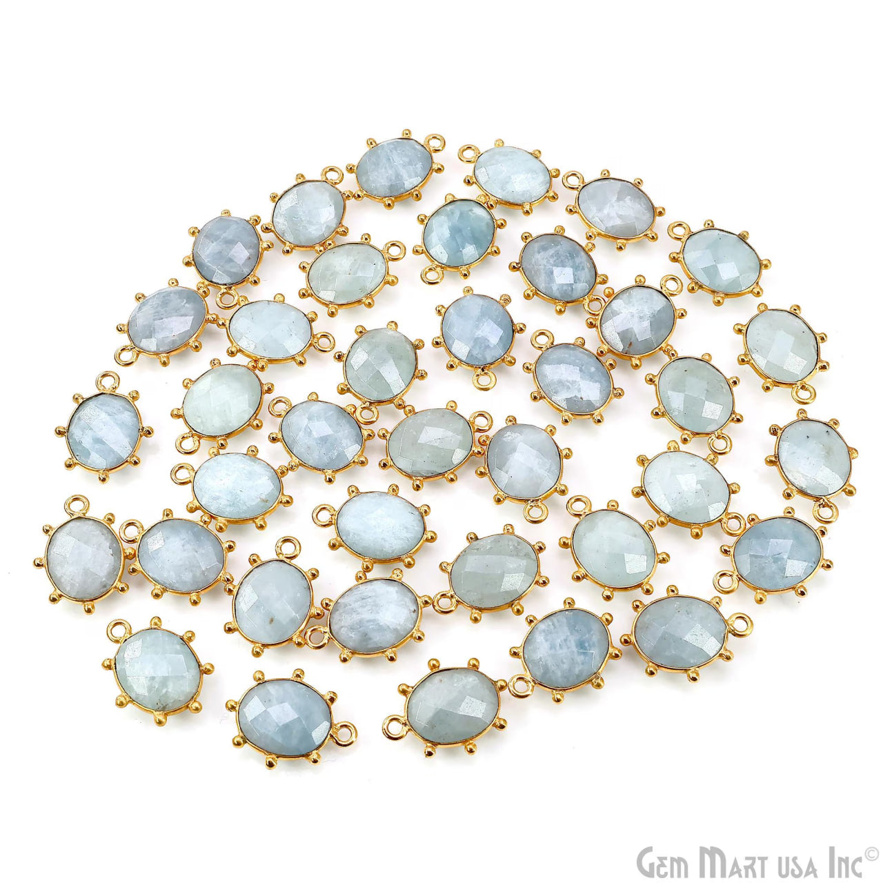 Oval 17x13mm Design Bezel Gold Plated Single Bail Gemstone Connector