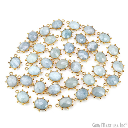 Oval 17x13mm Design Bezel Gold Plated Single Bail Gemstone Connector