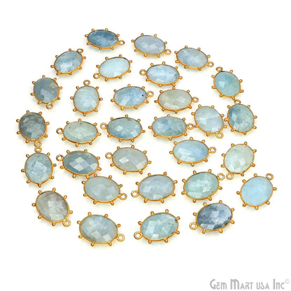 Oval 21x15mm Design Bezel Gold Plated Single Bail Gemstone Connector