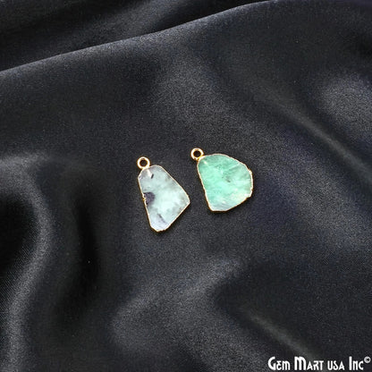 Emerald Free Form 22x13mm Electroplated Gemstone Single Bail Connector