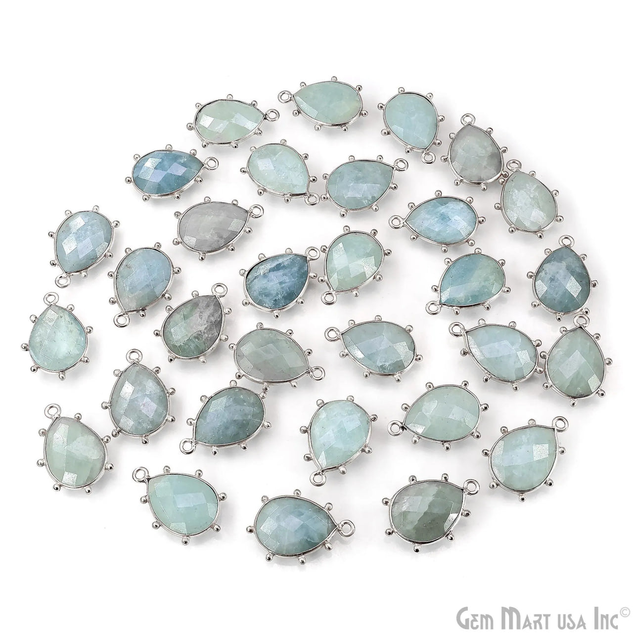 Pears 21x15mm Design Bezel Silver Plated Single Bail Gemstone Connector