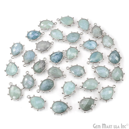 Pears 21x15mm Design Bezel Silver Plated Single Bail Gemstone Connector