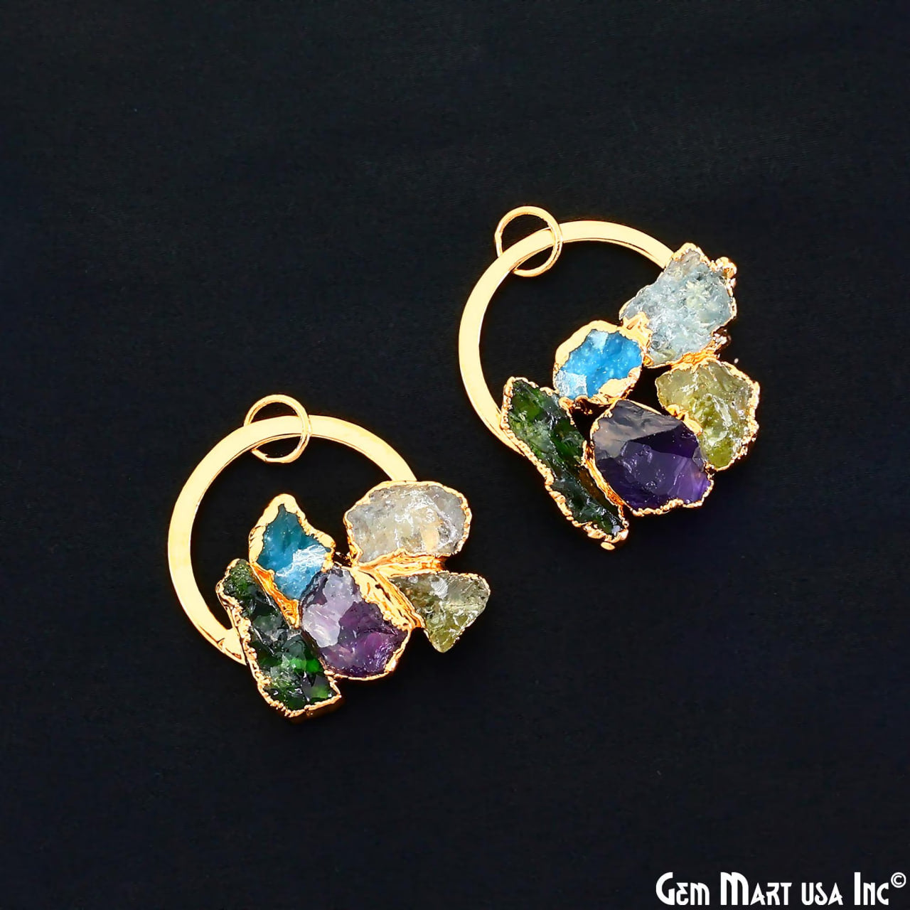 DIY Rough Gemstones for Jewelry Making Supplies Connector - 1pc