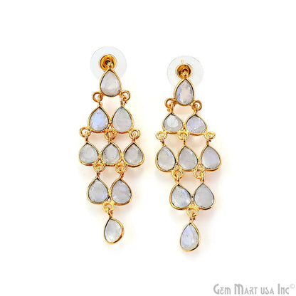 Rainbow Moonstone 54x36mm Teardrop Dangle Statement Jewelry Chandelier Earrings