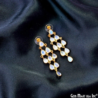 Rainbow Moonstone 54x36mm Teardrop Dangle Statement Jewelry Chandelier Earrings