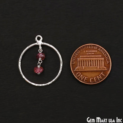 Pink Tourmaline Round 23x20mm Hoop Pendant Connector- 1PC
