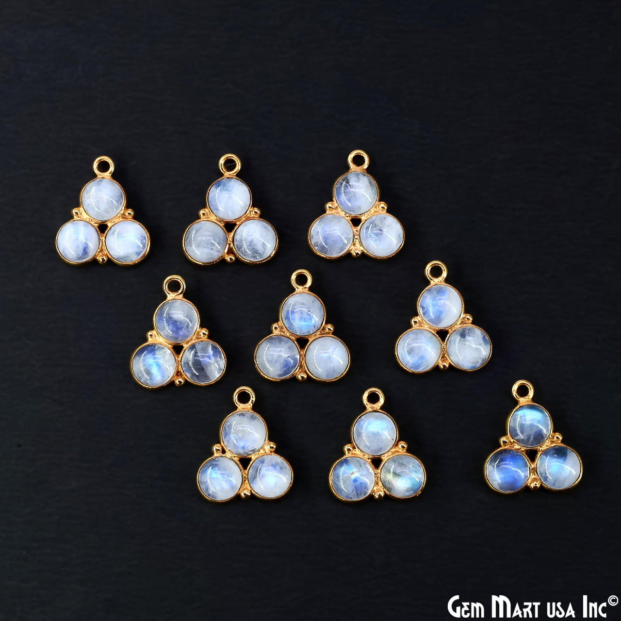 Rainbow Moonstone Gemstone 16x14mm Prong Setting Gold Plated Component Connector (Copy)