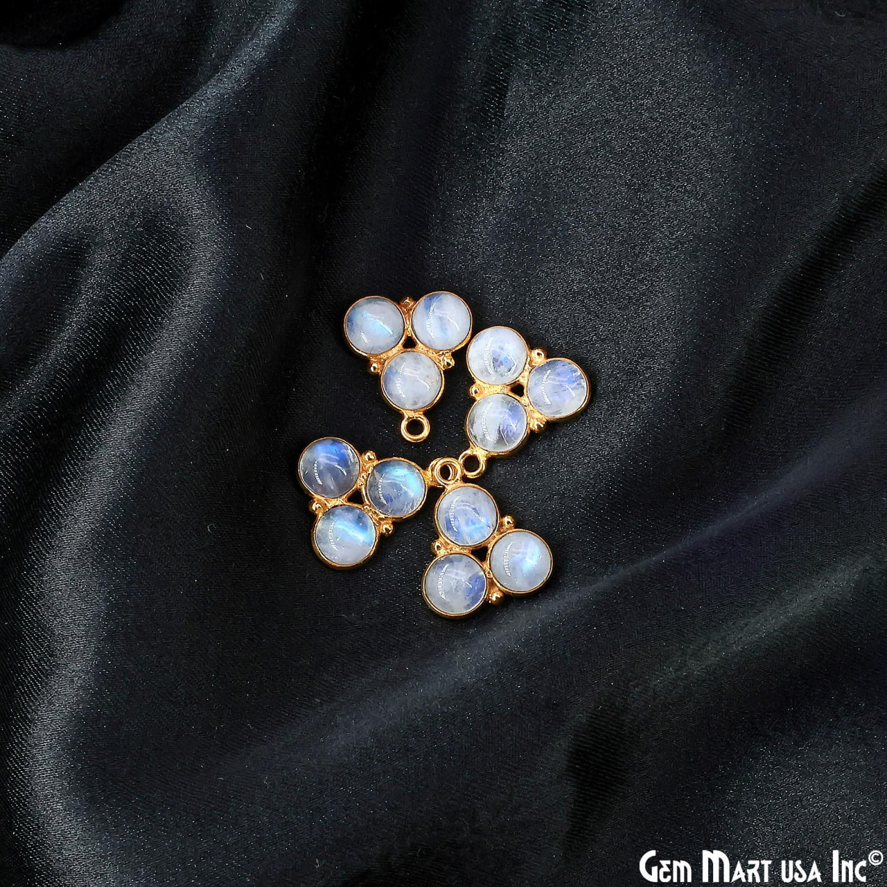 Rainbow Moonstone Gemstone 16x14mm Prong Setting Gold Plated Component Connector (Copy)