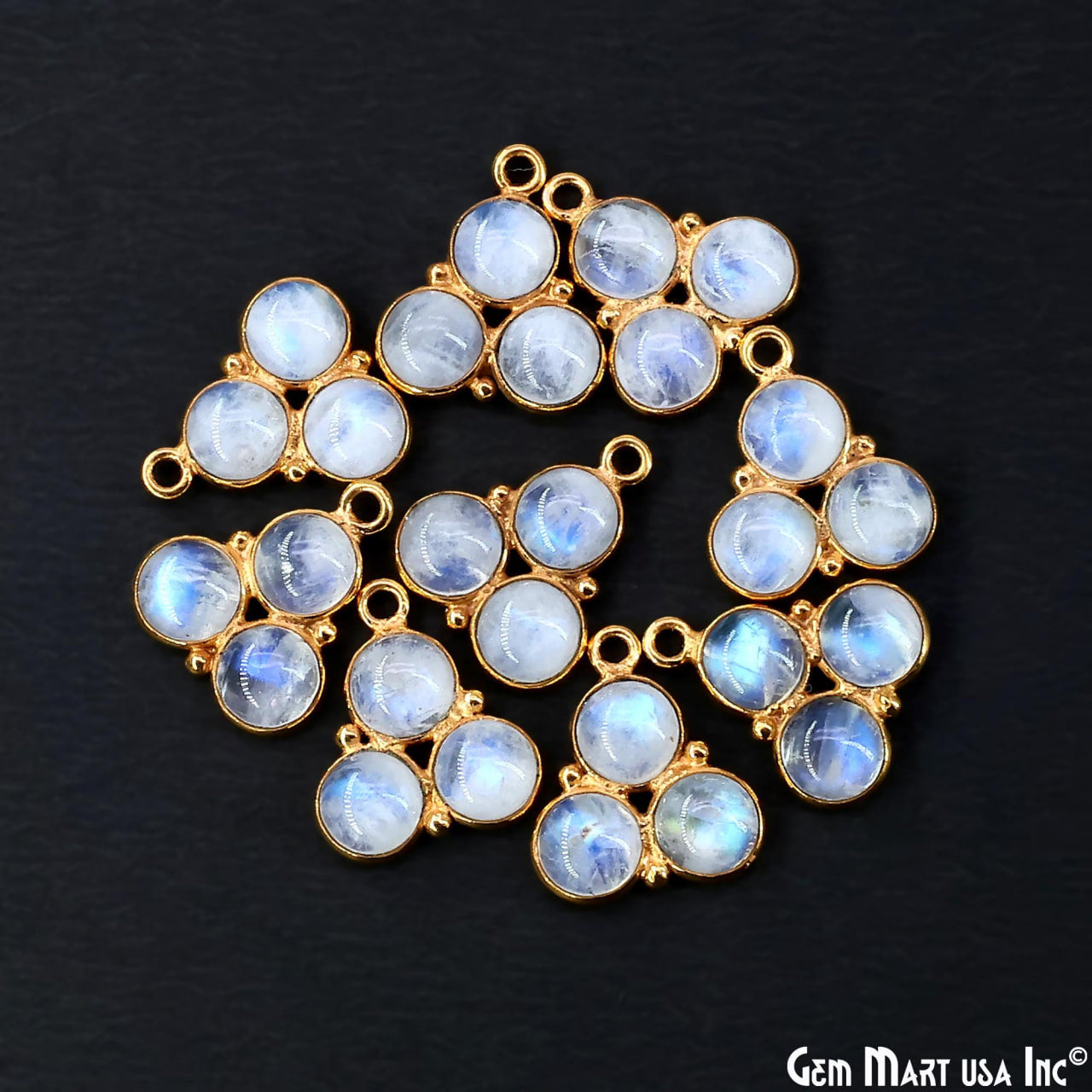 Rainbow Moonstone Gemstone 16x14mm Prong Setting Gold Plated Component Connector (Copy)