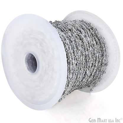 Labradorite 2-2.5mm Tiny Beads Silver Wire Wrapped Rosary Chain