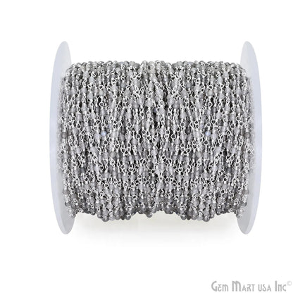 Labradorite 2-2.5mm Tiny Beads Silver Wire Wrapped Rosary Chain