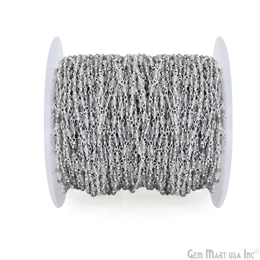 Labradorite 2-2.5mm Tiny Beads Silver Wire Wrapped Rosary Chain