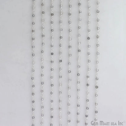 Labradorite 2-2.5mm Tiny Beads Silver Wire Wrapped Rosary Chain