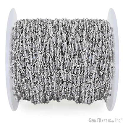 Labradorite 2-2.5mm Tiny Beads Silver Wire Wrapped Rosary Chain