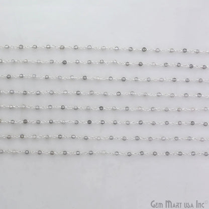Labradorite 2-2.5mm Tiny Beads Silver Wire Wrapped Rosary Chain