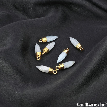 Aquamarine 17x5mm Bullet Shape Gold Electroplated Single Bail Gemstone Connector