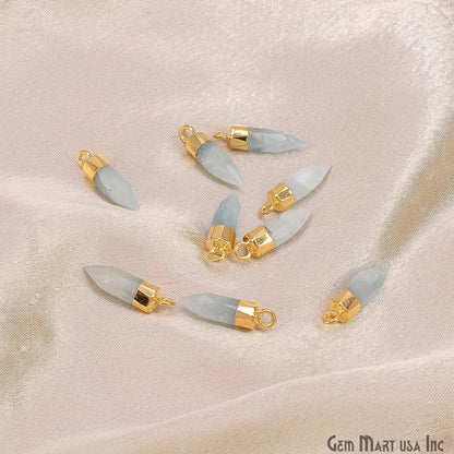 Aquamarine 17x5mm Bullet Shape Gold Electroplated Single Bail Gemstone Connector