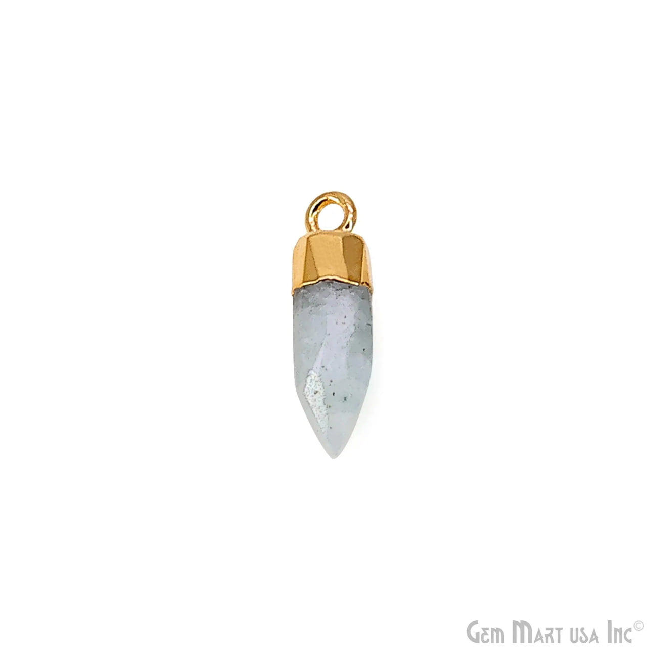 Aquamarine 17x5mm Bullet Shape Gold Electroplated Single Bail Gemstone Connector