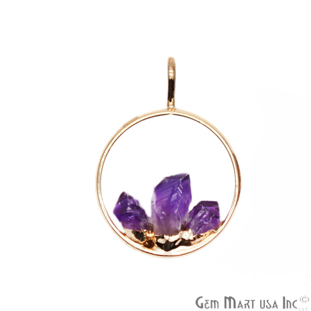 DIY Stalagmite Amethyst Triple Point Gold Plated Necklace Pendant