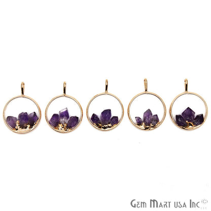 DIY Stalagmite Amethyst Triple Point Gold Plated Necklace Pendant