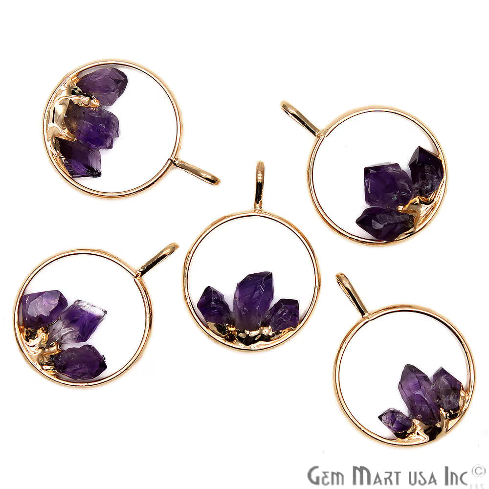 DIY Stalagmite Amethyst Triple Point Gold Plated Necklace Pendant