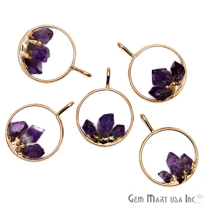 DIY Stalagmite Amethyst Triple Point Gold Plated Necklace Pendant