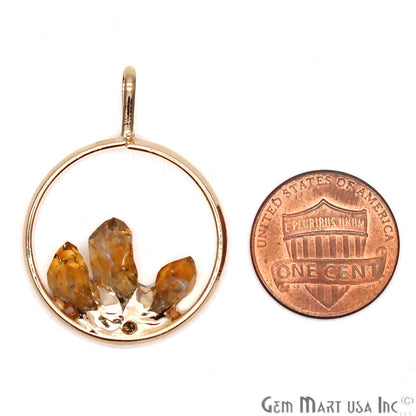 DIY Stalagmite Citrine Triple Point Gold Plated Necklace Pendant