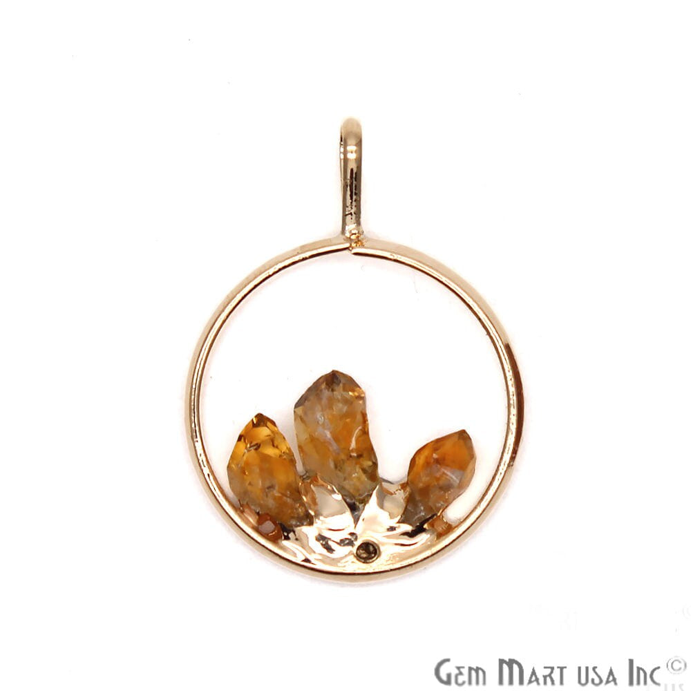 DIY Stalagmite Citrine Triple Point Gold Plated Necklace Pendant