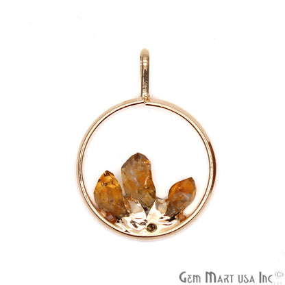 DIY Stalagmite Citrine Triple Point Gold Plated Necklace Pendant