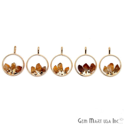 DIY Stalagmite Citrine Triple Point Gold Plated Necklace Pendant