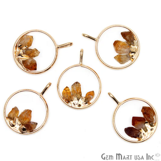 DIY Stalagmite Citrine Triple Point Gold Plated Necklace Pendant