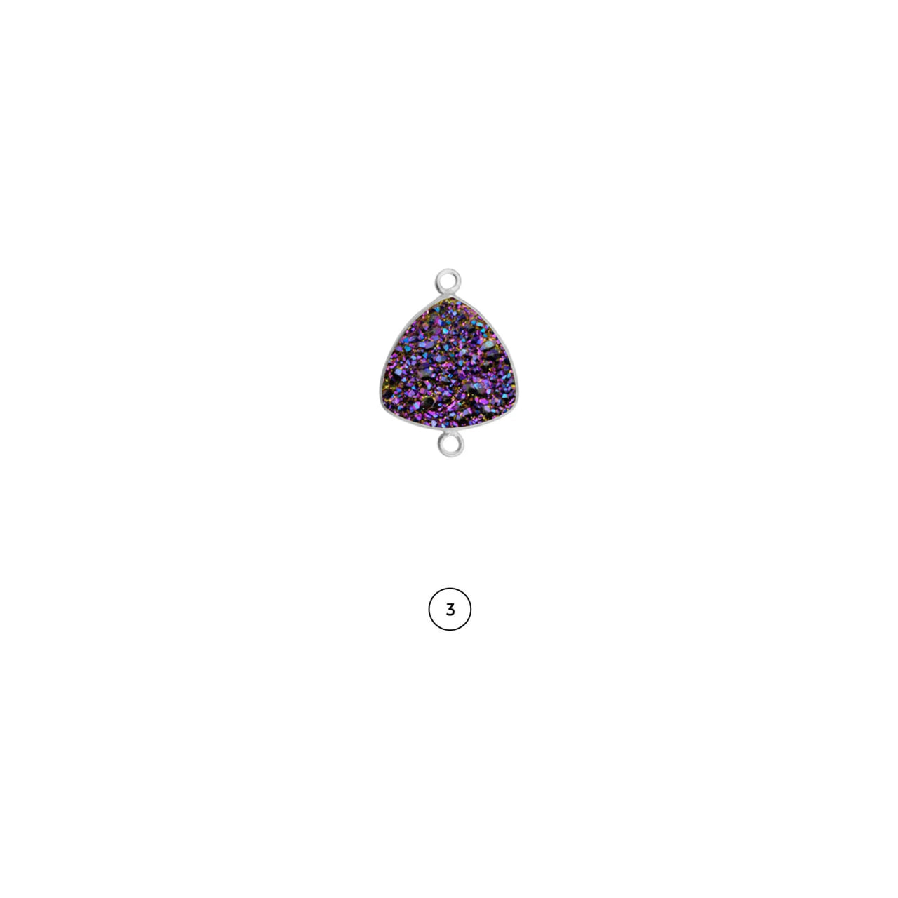 Clearance Natural Titanium Druzy 14mm Trillion Silver Plated Double Bail Bezel Gemstone Connector