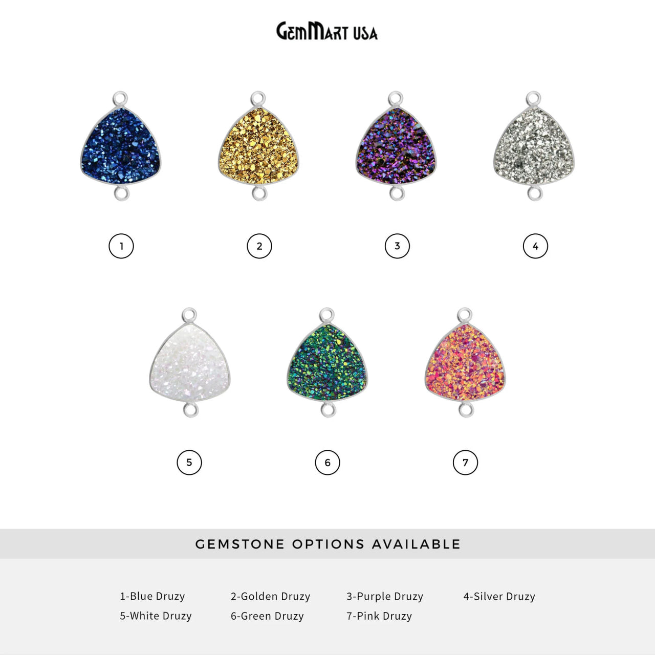 Clearance Natural Titanium Druzy 14mm Trillion Silver Plated Double Bail Bezel Gemstone Connector