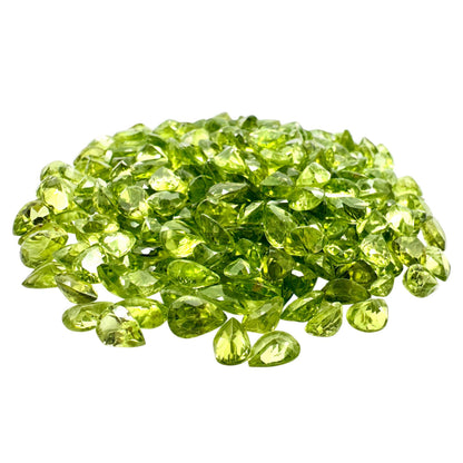 Peridot Pears Gemstone, 7x5mm, 5+ Carat, 100% Natural Faceted Loose Gems, August Birthstone