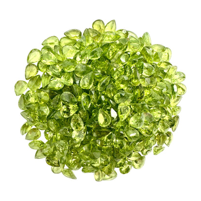 Peridot Pears Gemstone, 7x5mm, 5+ Carat, 100% Natural Faceted Loose Gems, August Birthstone