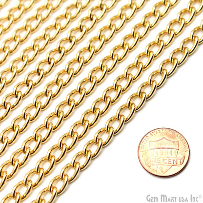Gold Twisted Oval Link Chain, 7.5x5mm Twisted Oval Gold Findings, Necklace Chain