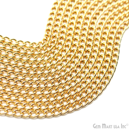 Gold Twisted Oval Link Chain, 7.5x5mm Twisted Oval Gold Findings, Necklace Chain