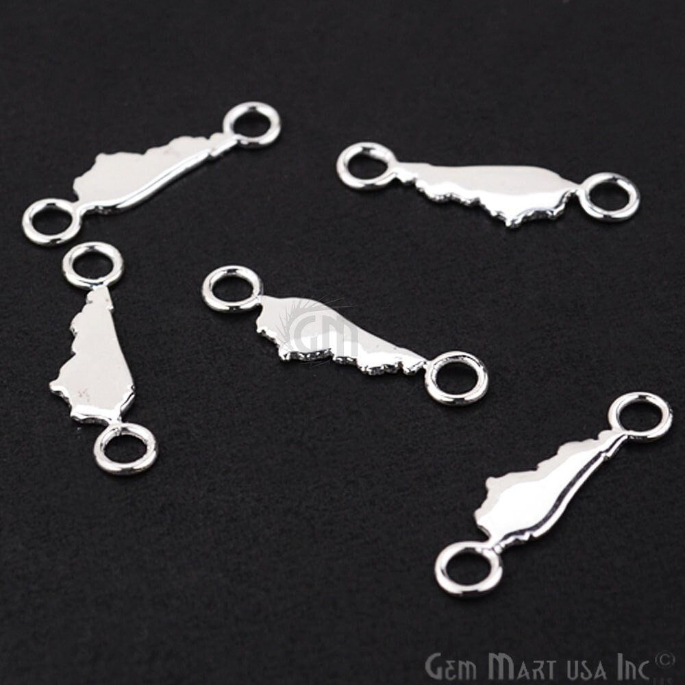 Kentucky Shape Silver Plated Double Bail Station Connector