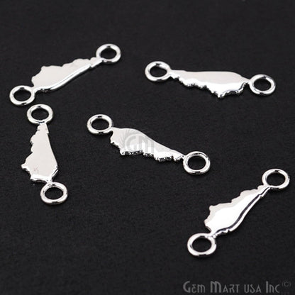 Kentucky Shape Silver Plated Double Bail Station Connector