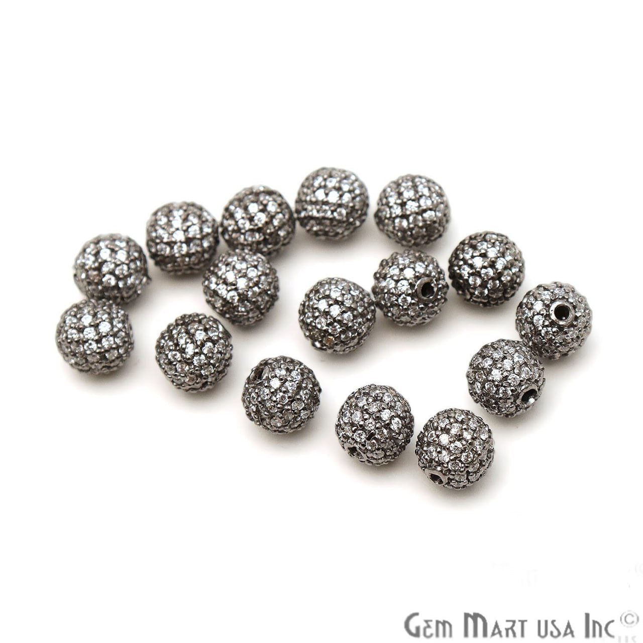 Cubic Zircon Round 6mm Beads Ball Sterling Silver Charm For Bracelet & Pendants