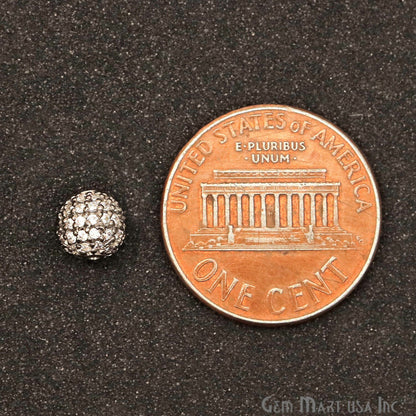Cubic Zircon Round 6mm Beads Ball Sterling Silver Charm For Bracelet & Pendants